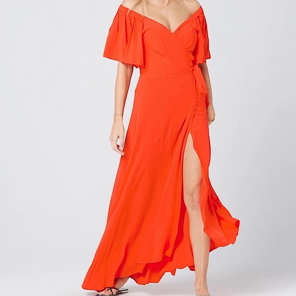 LSPACE PANAMA MAXI  DRESS FLOWY OFF SHOULDER OR ON IN POPPY SIZE LARGE NWT - Picture 6 of 10